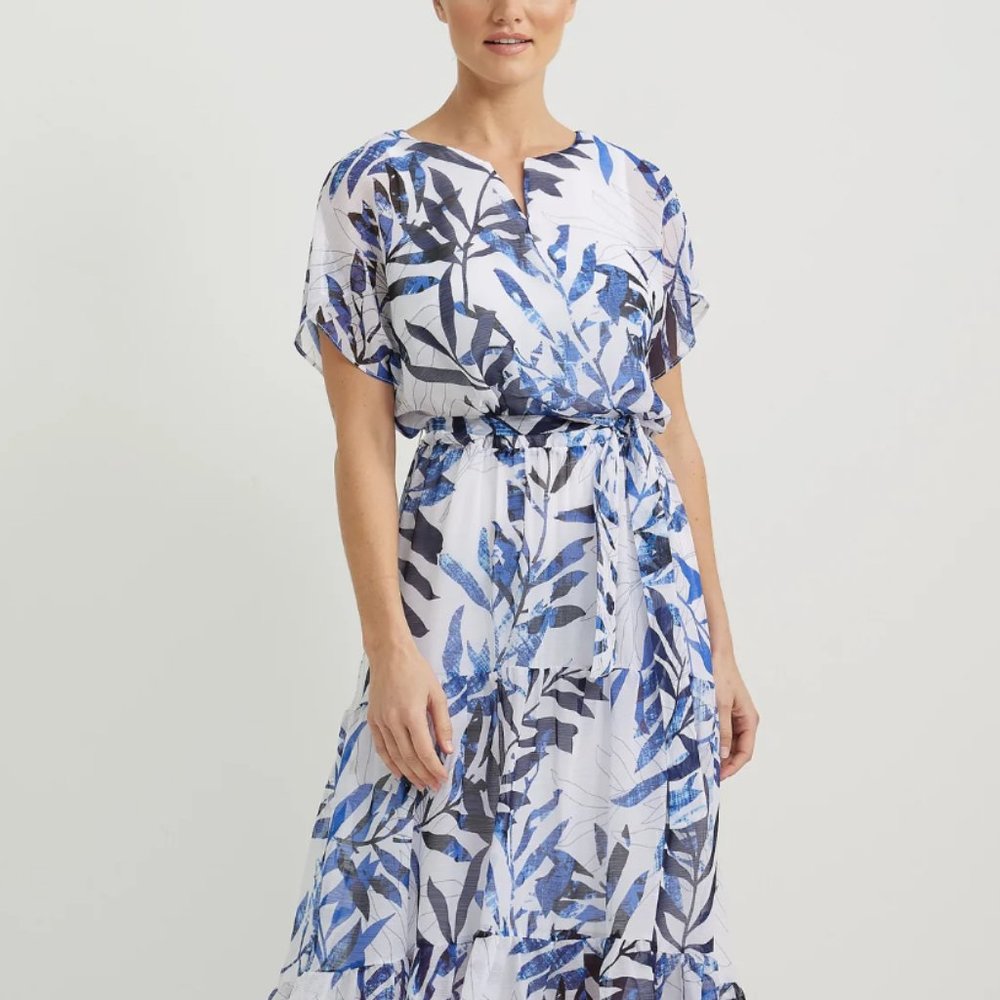 joseph ribkoff Leaf Print Dress